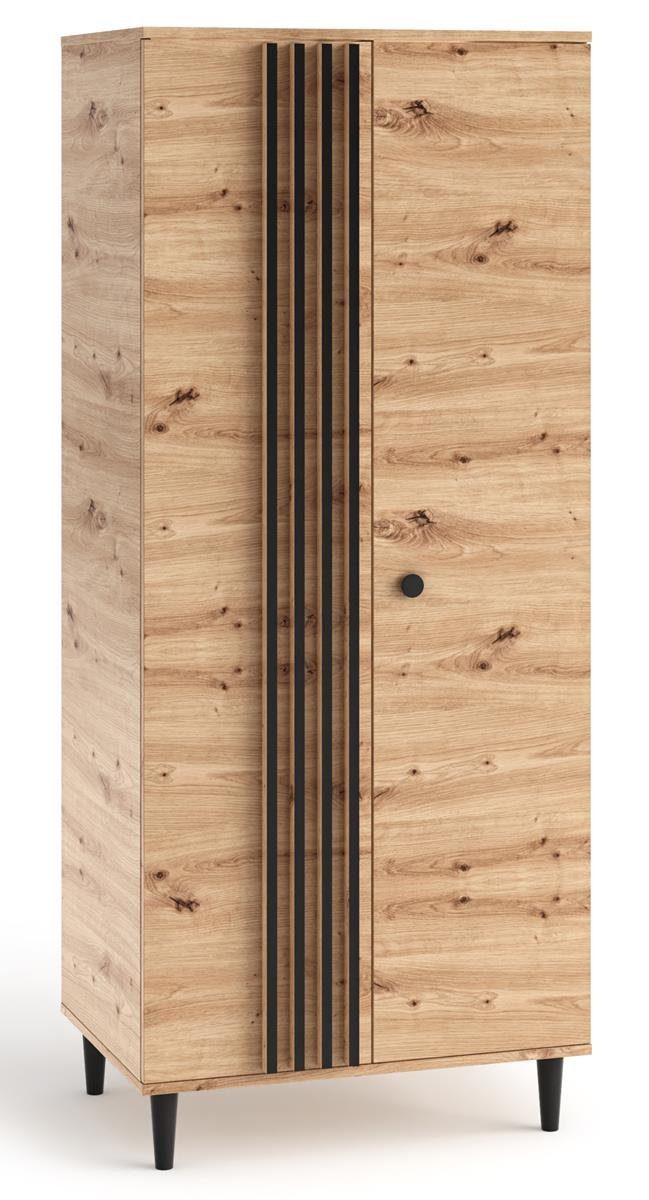 Holzbeine, mit Garderobenschrank Lamellen,mit Stil L10 (zweitürig Kleiderstange) Loft Garderobe in mit Beautysofa Schrank