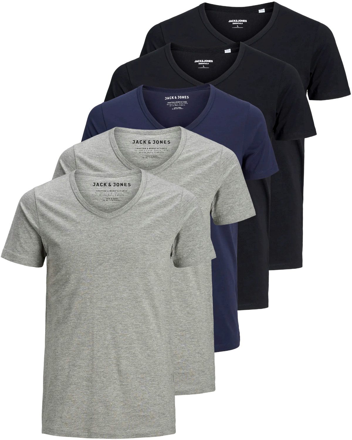 Jack & Jones T-Shirt (Spar-Set, 5er-Pack) O-Neck & V-Neck, in Unifarben, au günstig online kaufen