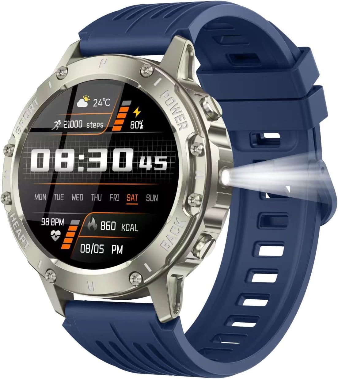 TIMU ‎ S81-WYL-CP3 Smartwatch (3,9 cm, Android ios), Smartwatch mit 1,45" HD-Touchscreen und Fitness-Tracking-Funktionen