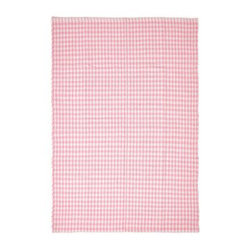 Teppich Pink-weiß karierter handgewebter Teppich aus Baumwolle, 60 x 90 cm, Homescapes, Höhe: 20 mm