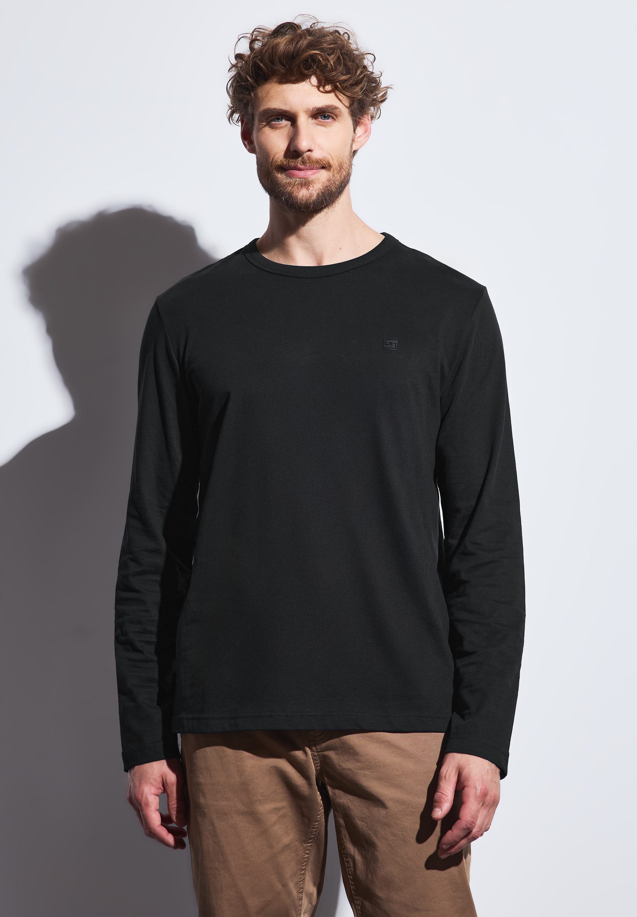 STREET ONE MEN Langarmshirt aus reiner günstig online kaufen