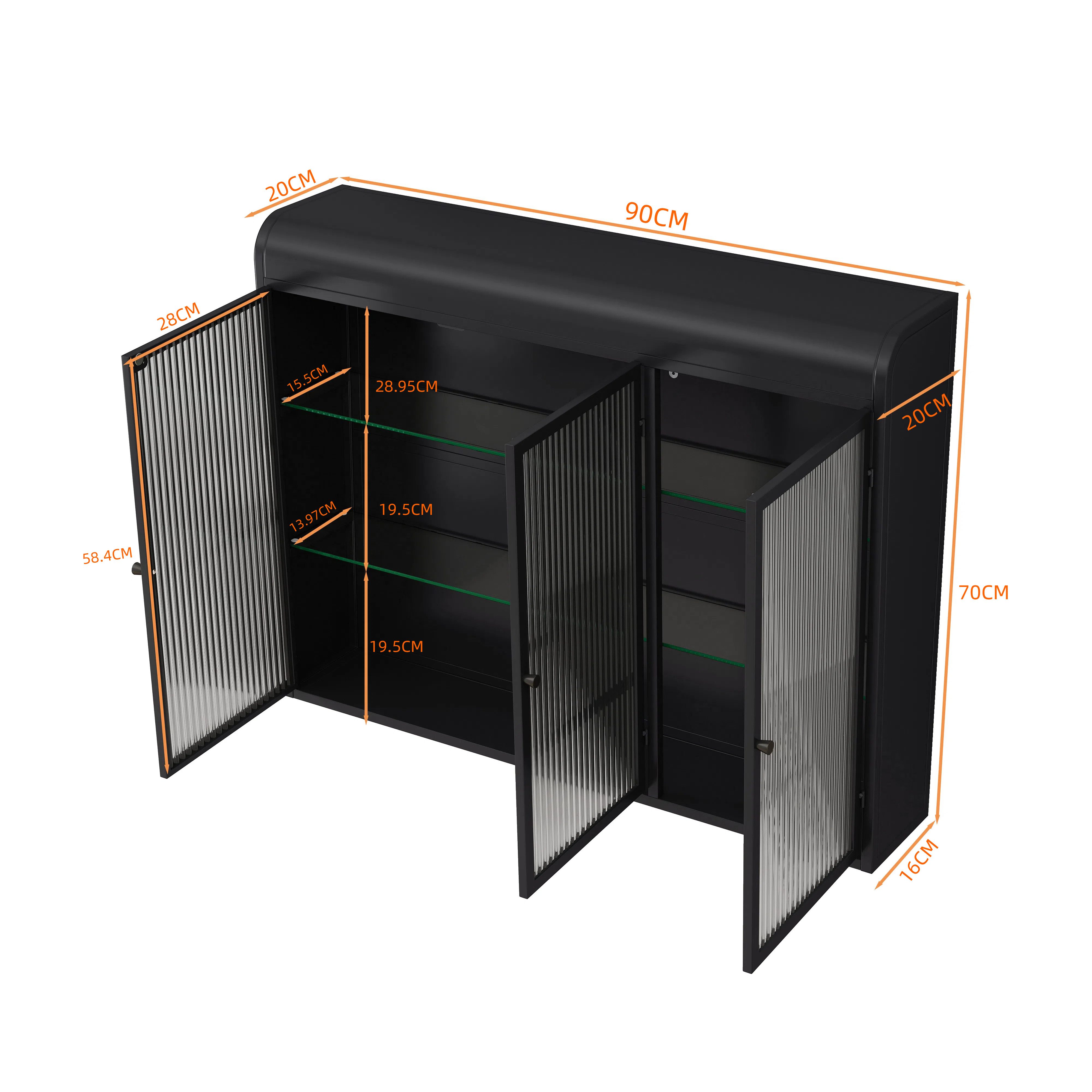 Celya Wandhängeschrank Glas-Wandregal,Hängeschrank küche, Drei Glastüren,Dr günstig online kaufen