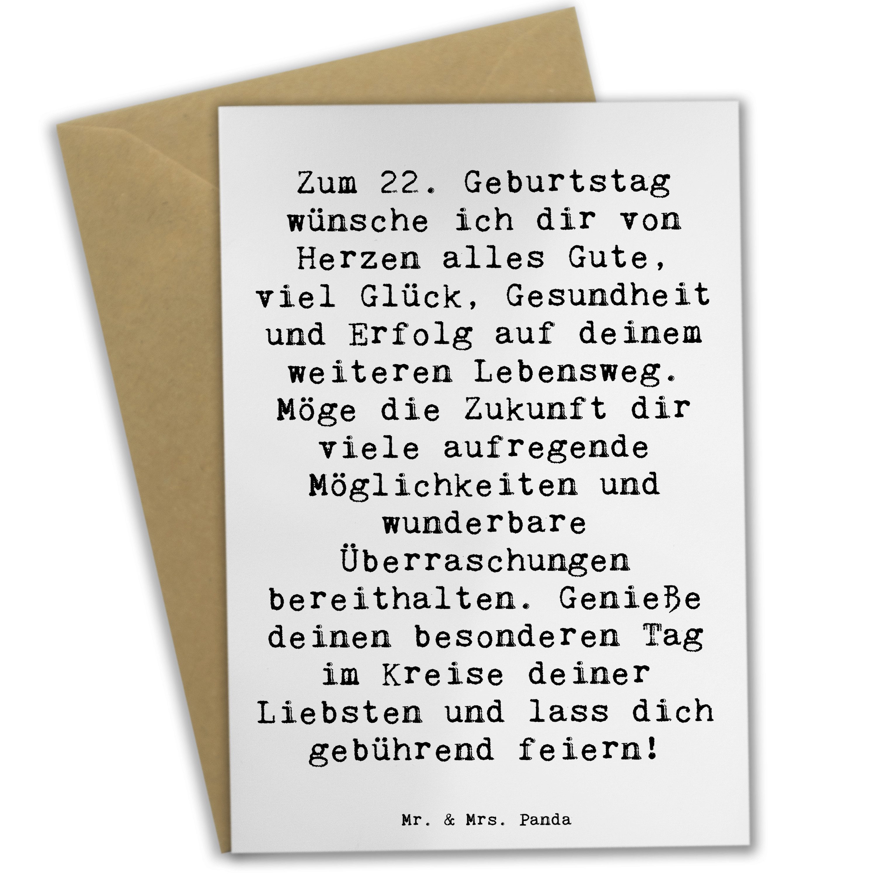 Grußkarte Spruch 22. Geburtstag - Weiß - Geschenk, aufregende Möglichkeiten, be
