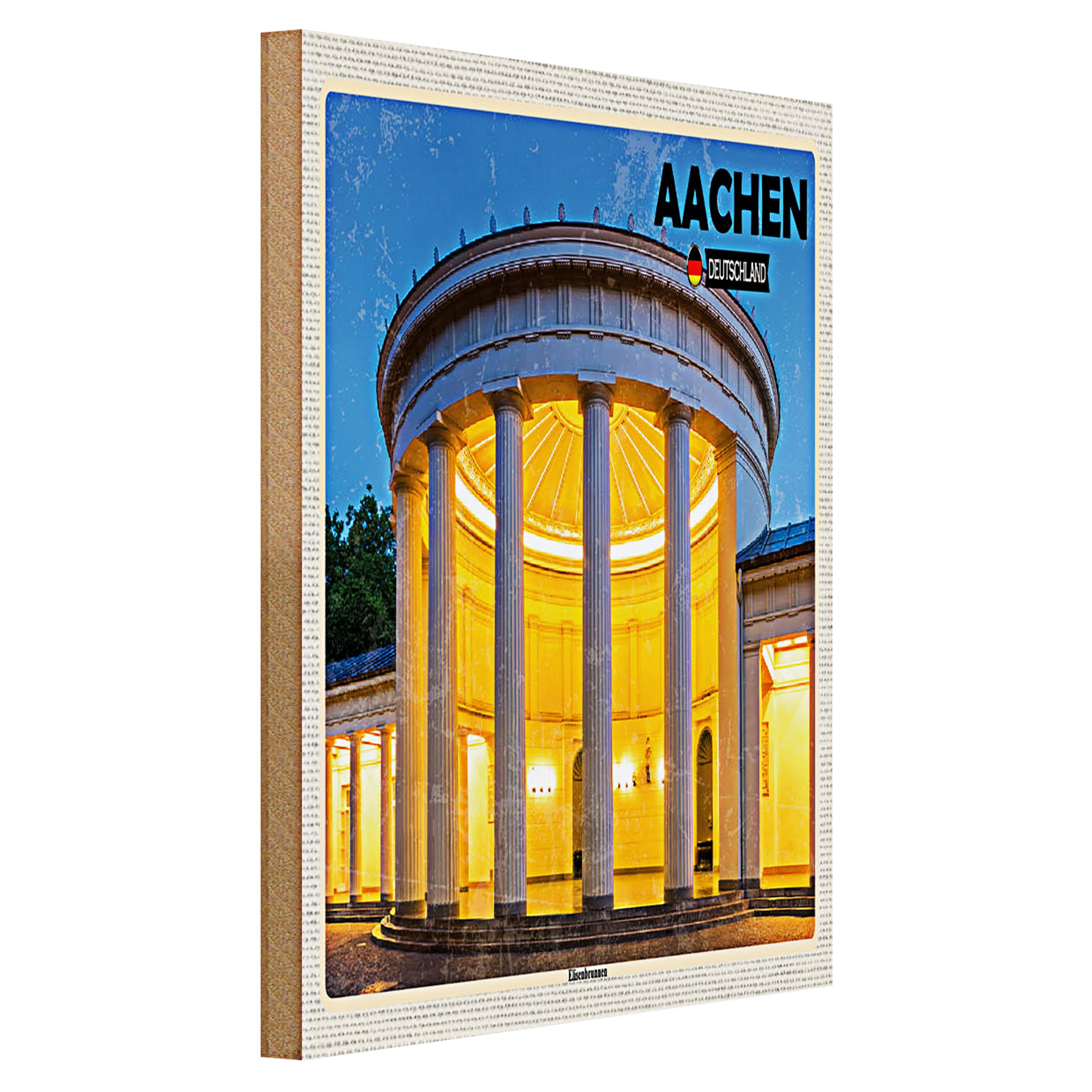 Roomando Holzbild Städte Aachen Deutschland Elisenbrunnen 40x30cm