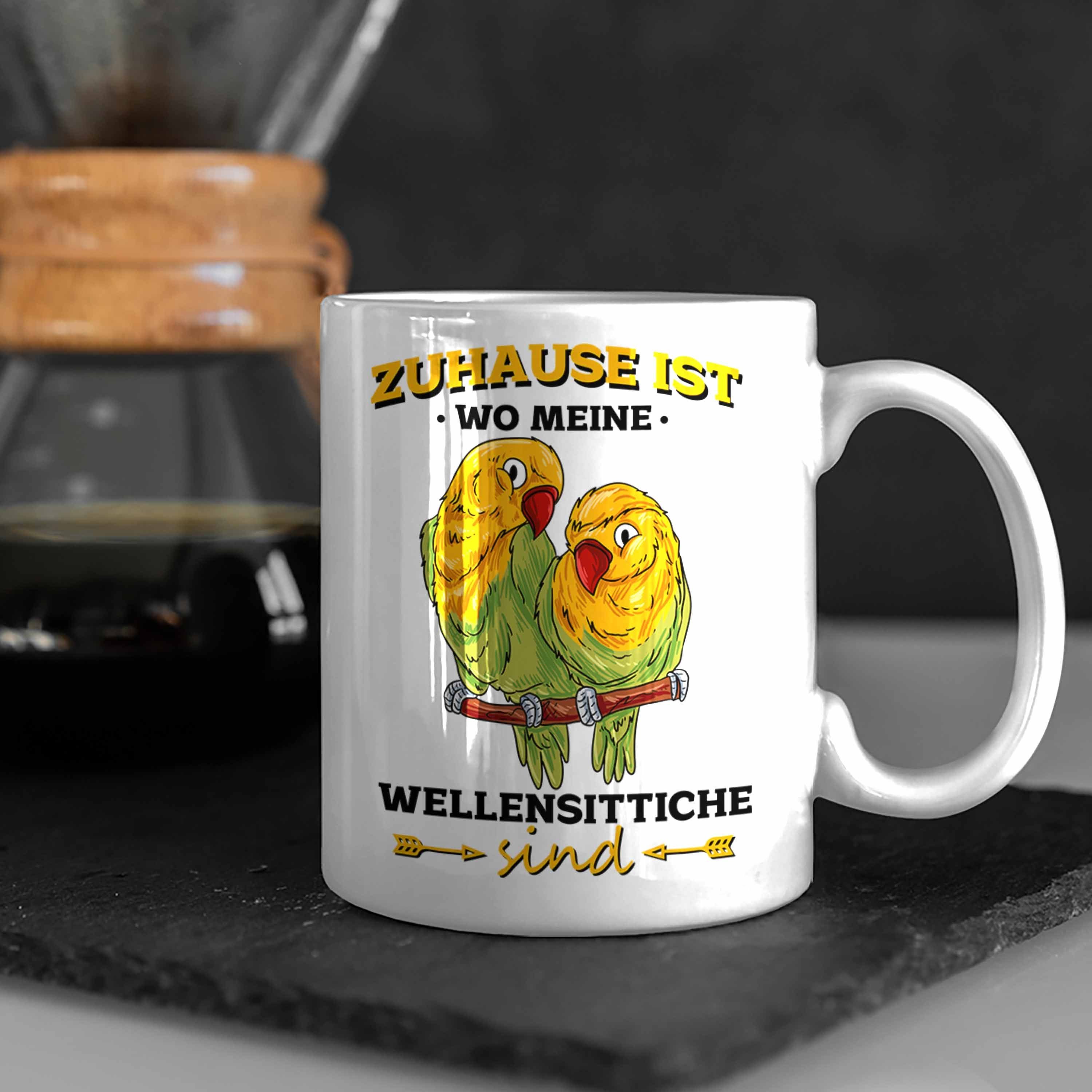 Trendation Tasse Lustige Tasse Ist Wellensittich-Besitzer Wo für Zuhause Meine Weiss Wellensi