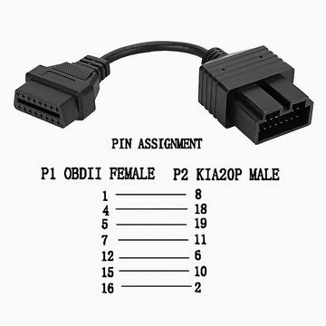 Bolwins H87C 20Pin auf 16Pin Diagnose Adapter für KIA Verbindungskabel OBD2 Elektro-Kabel