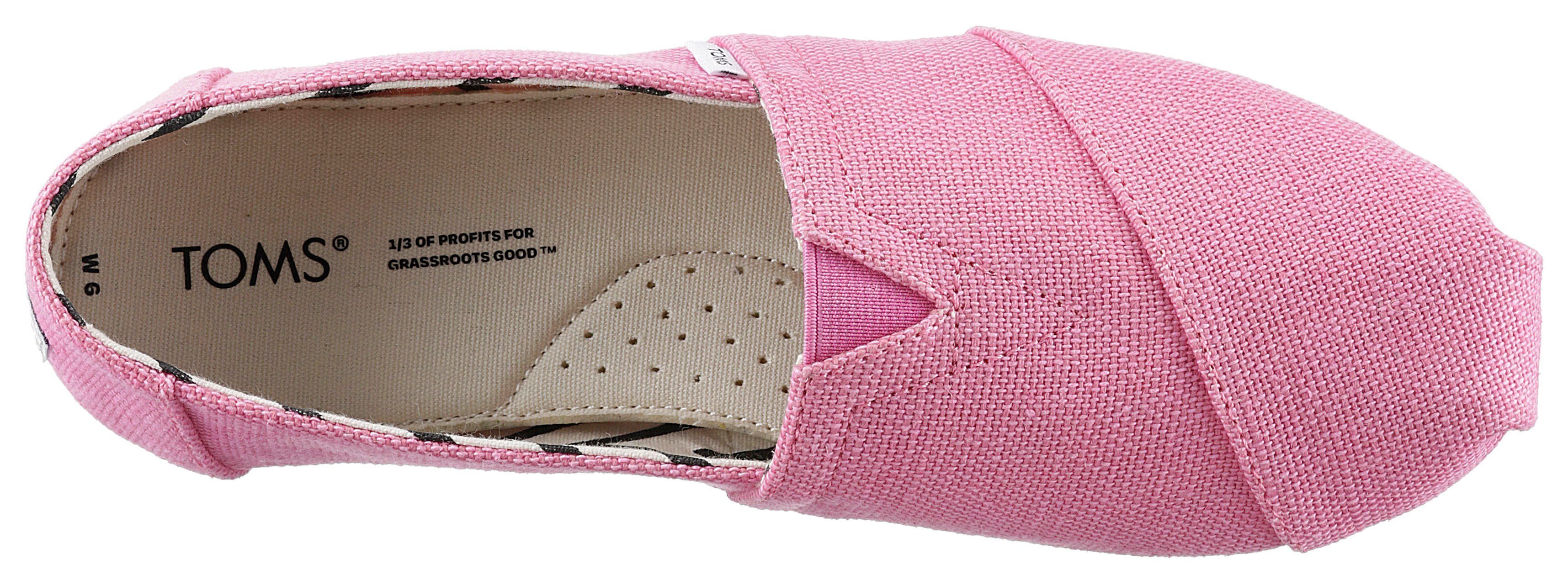 ALPARGATA Laufsohle, TOMS Form flexibler mit Espadrille schmale pink