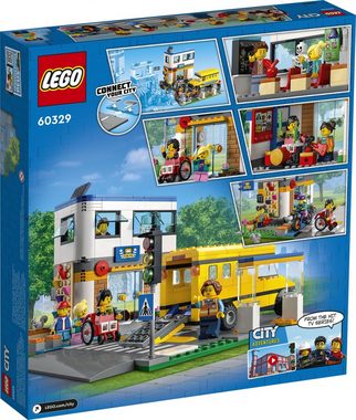 LEGO® Konstruktionsspielsteine LEGO® City - Schule mit Schulbus, (Set, 433 St)