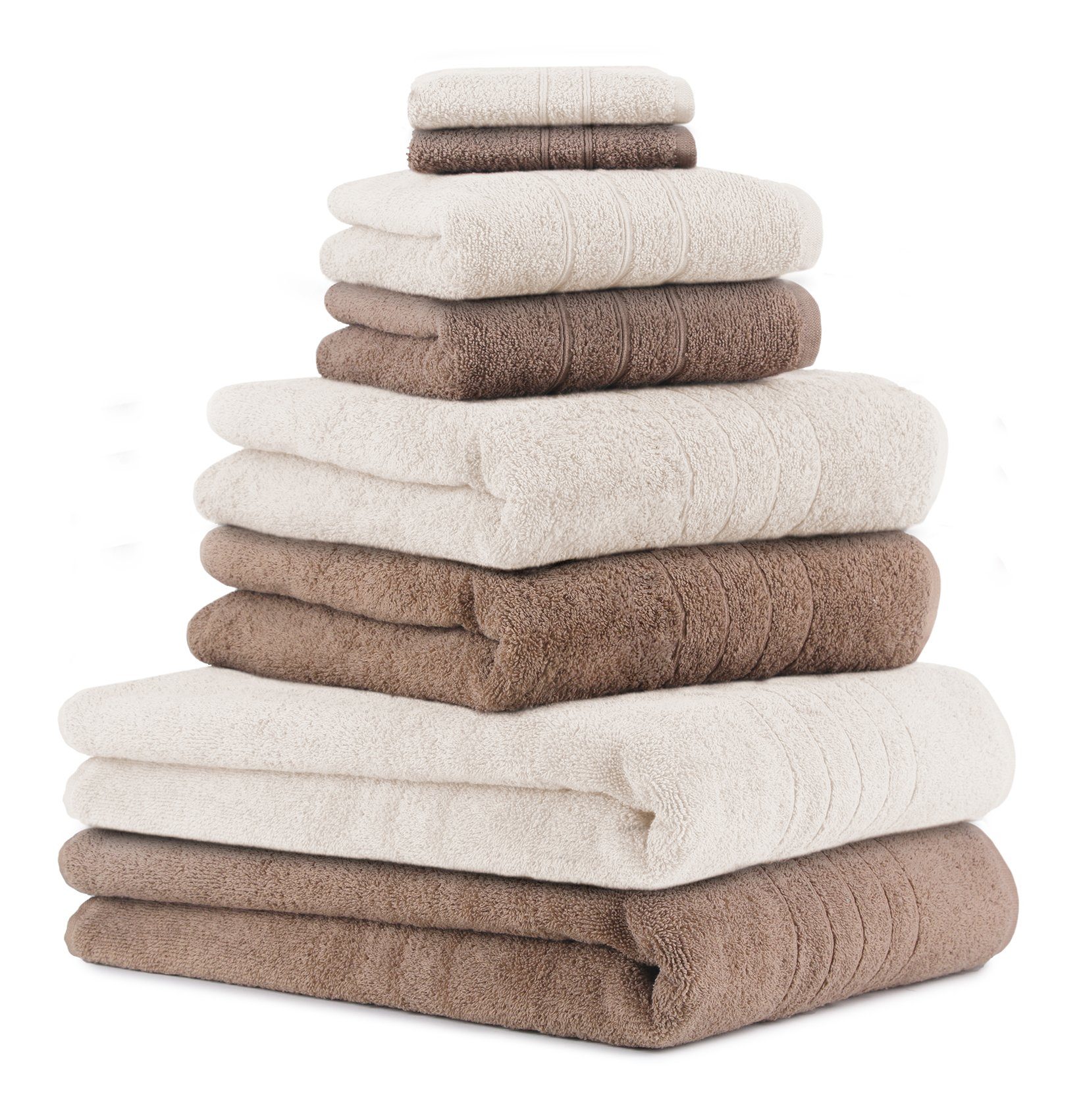 Farbe 2 2 100% Handtuch-Set Duschtücher Seiftücher Creme, Badetücher Baumwolle und 100% Set Handtuch 2 Mokka Handtücher Baumwolle, Deluxe (8-tlg) Betz 2 8-TLG.