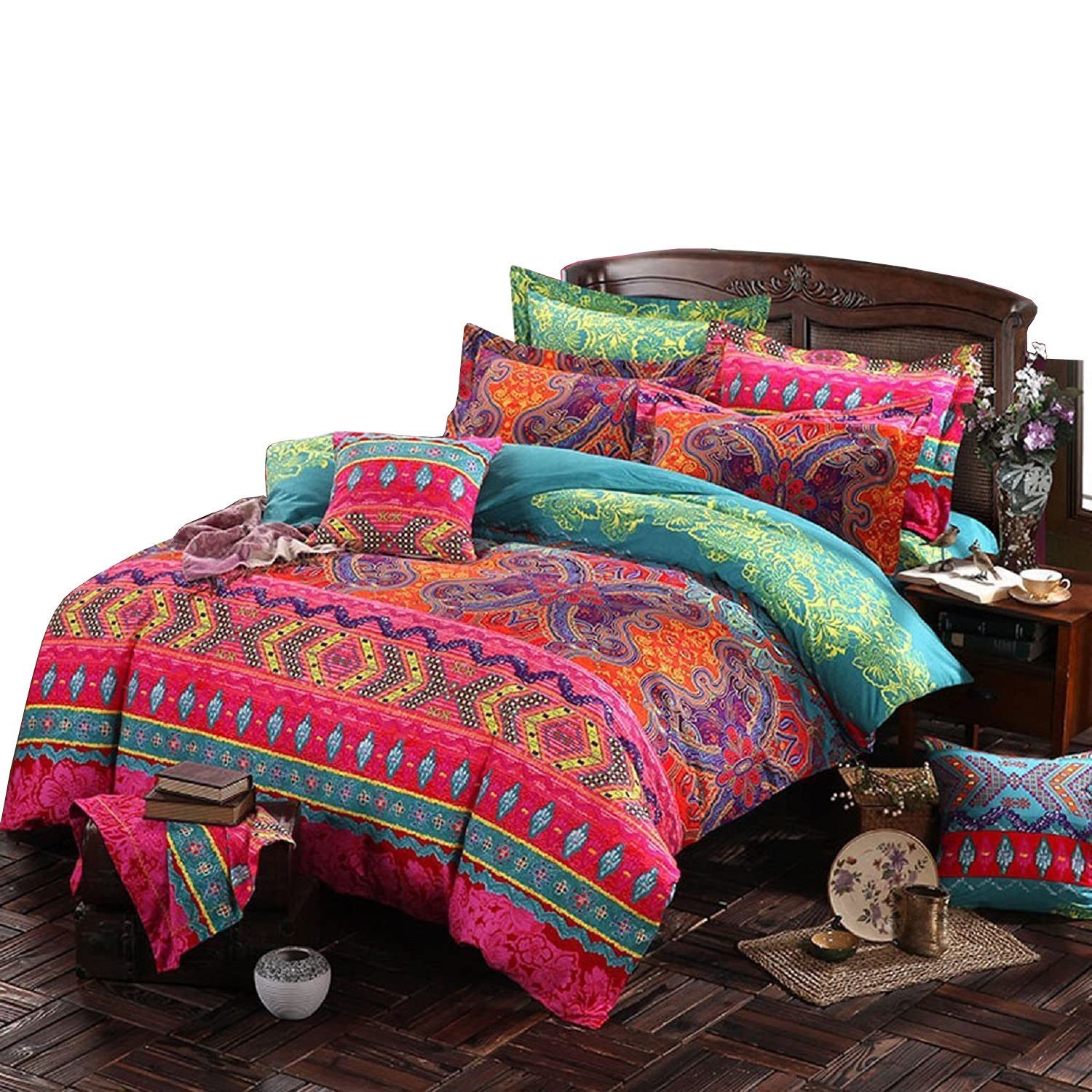 Zaewry Bettwäsche Bohemian Bettwäsche 135x200 cm 2-teiliges Set Renforce, 2 teilig, Reißverschluss Vintage Bettbezug und 1 Kissenbezug 51x76cm