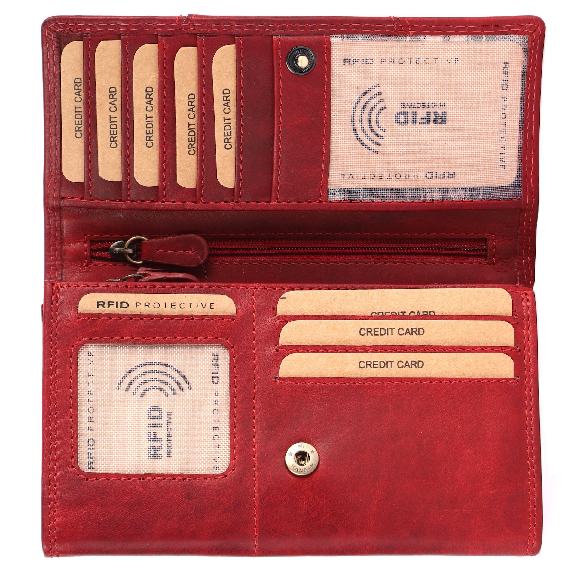 Benthill Geldbörse Damen Echt Leder Portemonnaie Frauen Geldbeutel RFID Portmonee Groß, RFID-Schutz Kartenfächer Münzfach Reißverschlussfach