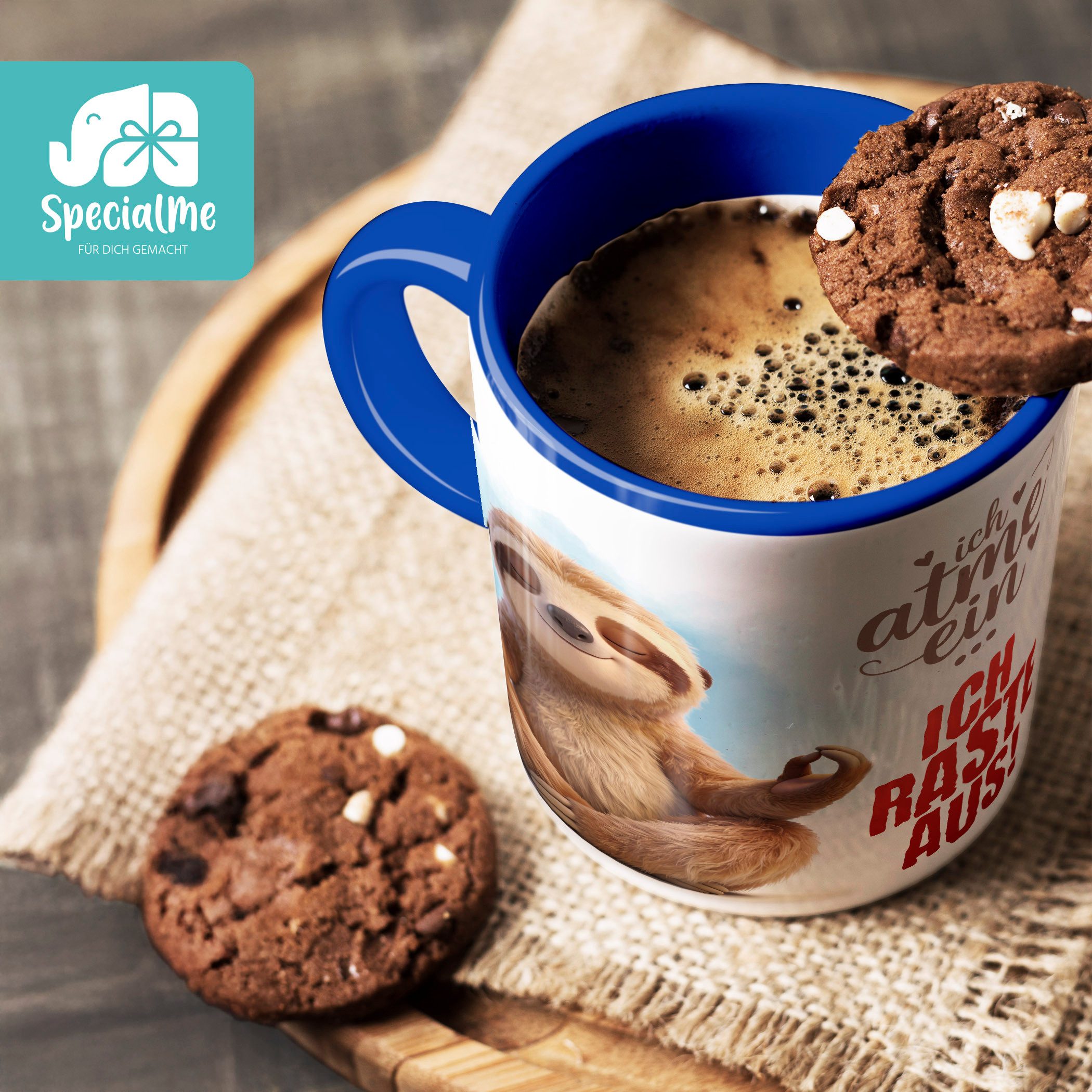 SpecialMe Tasse Tasse Faultier Spruch - Ich atme ein, ich raste aus -Bürotasse, Keramik – Bild 5 von 5