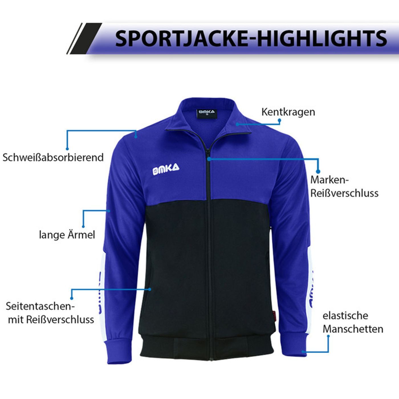 OMKA Trainingsjacke OK203J OMKA Optima Trainingsjacke Joggingjacke Sportlerjacke mit Fleece