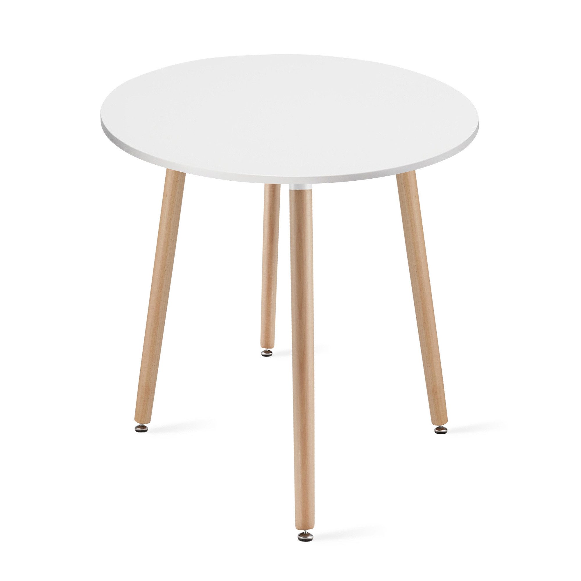 Home Collective Esstisch Runder weißer Esszimmertisch mit Beinen aus Naturbuche (für Küche, Esszimmer, Wohnzimmer - Langlebige MDF-Platte), 80 cm Durchmesser in – Bild 4 von 4