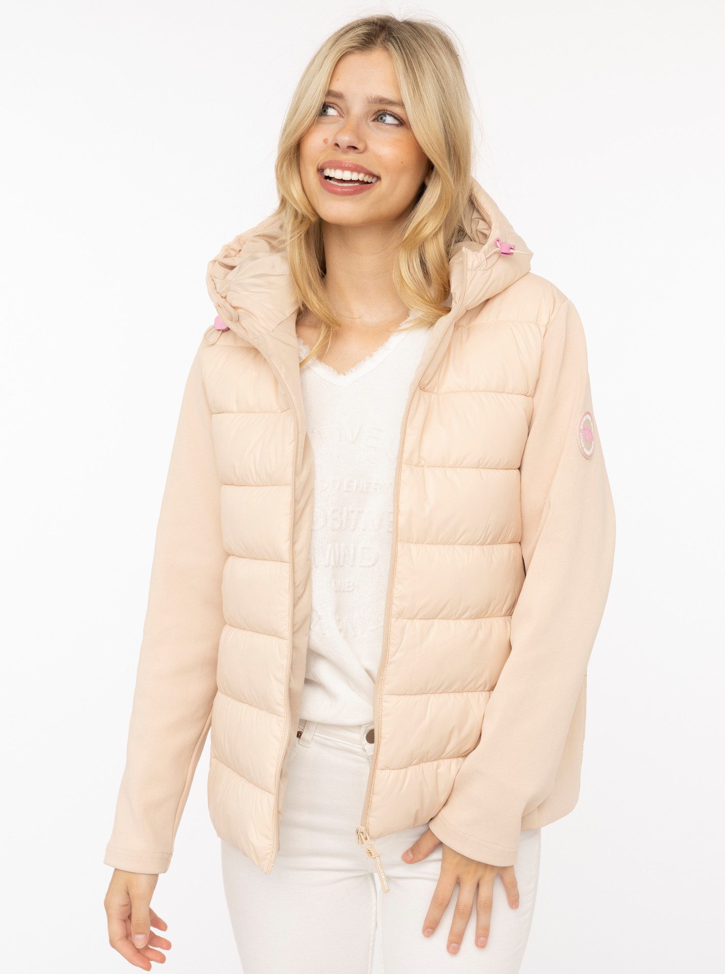 Zwillingsherz Steppjacke „Good Vibes“ gesteppte Partien vorne und hinten, seitliche Einsätze elastisch