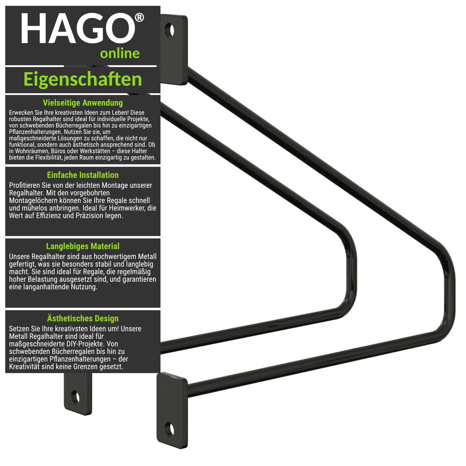 HAGO Wandregalhalter DIY 2er Set Wandregalhalter günstig online kaufen