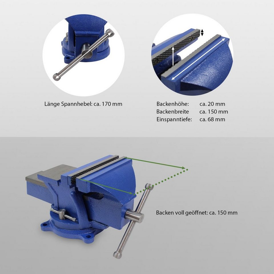 TRUTZHOLM Schraubstock Schraubstock parallel 360° drehbar mit Amboss für  Werkbank 150 / 200,