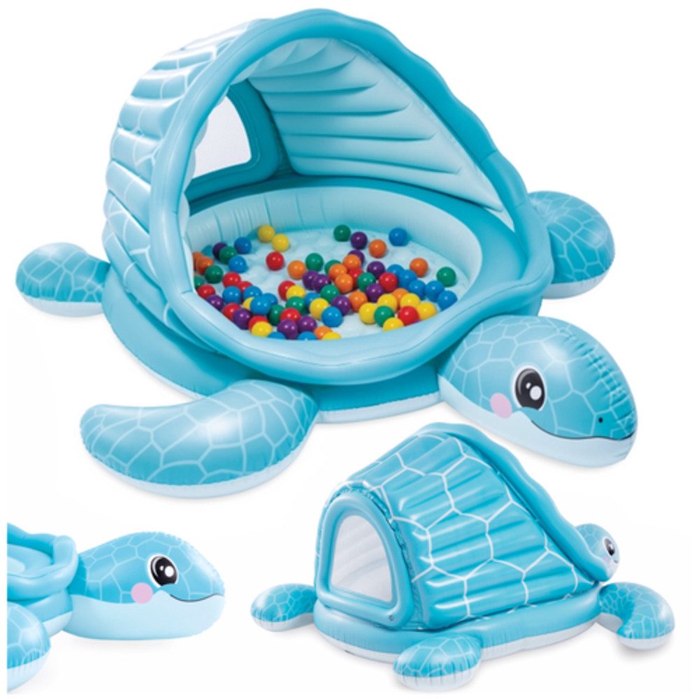 Intex Luftmatratze Wasserspielplatz Schildkrötenpool, (Spar-Set, 1-St., Ablassstopfen), Als erfrischendes Wasserbecken im Garten (119L)