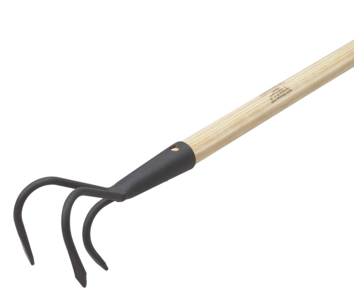 Conmetall Meister Grubber Grubber 3 Zinken 140 cm Holzstiel Gartenkralle schwarz, 10 cm Arbeitsbreite, 3 Zinken, 140 cm FSC-Holzstiel, pulverbeschichtet