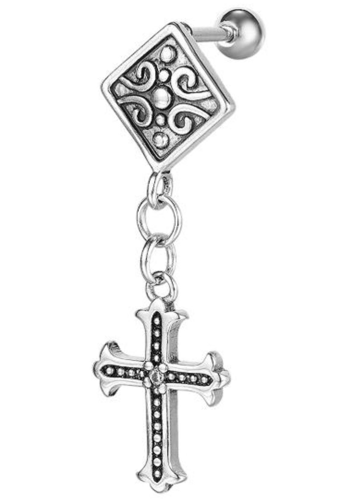 Firetti Single-Ohrstecker Schmuck Geschenk Ohrschmuck einzeln Kreuz, mit Zirkonia (synth)