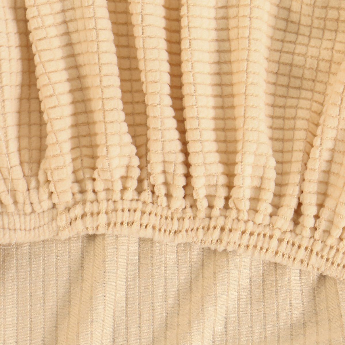 Stuhlhusse Quadratisch,Stretch,Jacquard-Gewebe,Staubdicht,für Beige Rosnek, Uni Fußhocker,