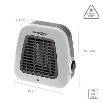 BRUNNER Heizlüfter Brunner Heizlüfter Keramik Kero Thermostat, Camping Energiesparend Leise 500 W