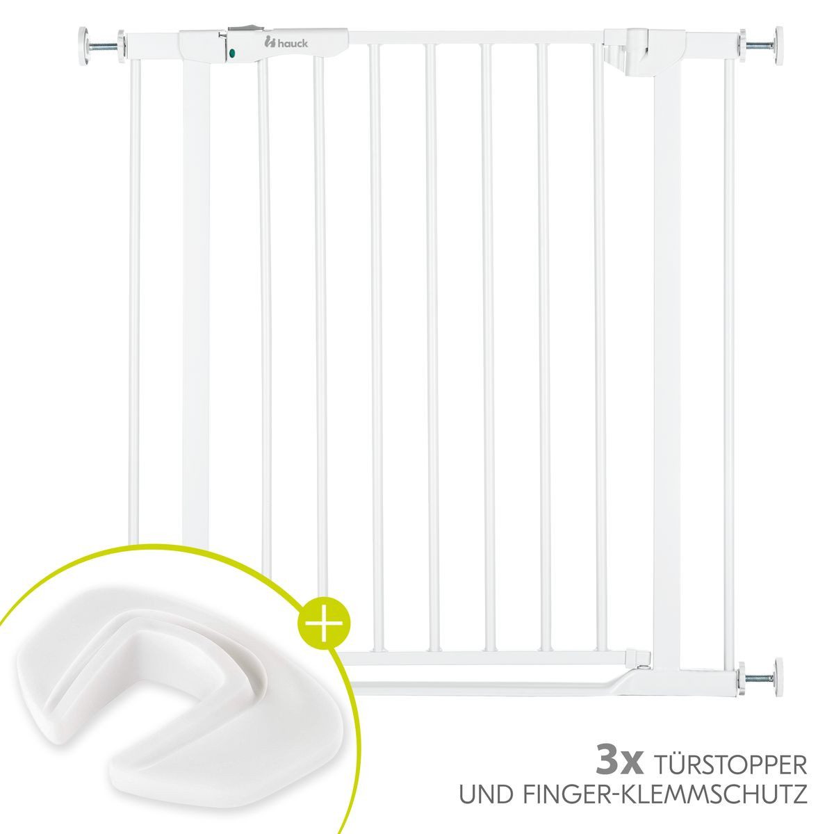 Hauck Türschutzgitter Clear Step - White, Treppenschutzgitter Set 75–80 cm mit 3x Klemmschutz ohne Bohren