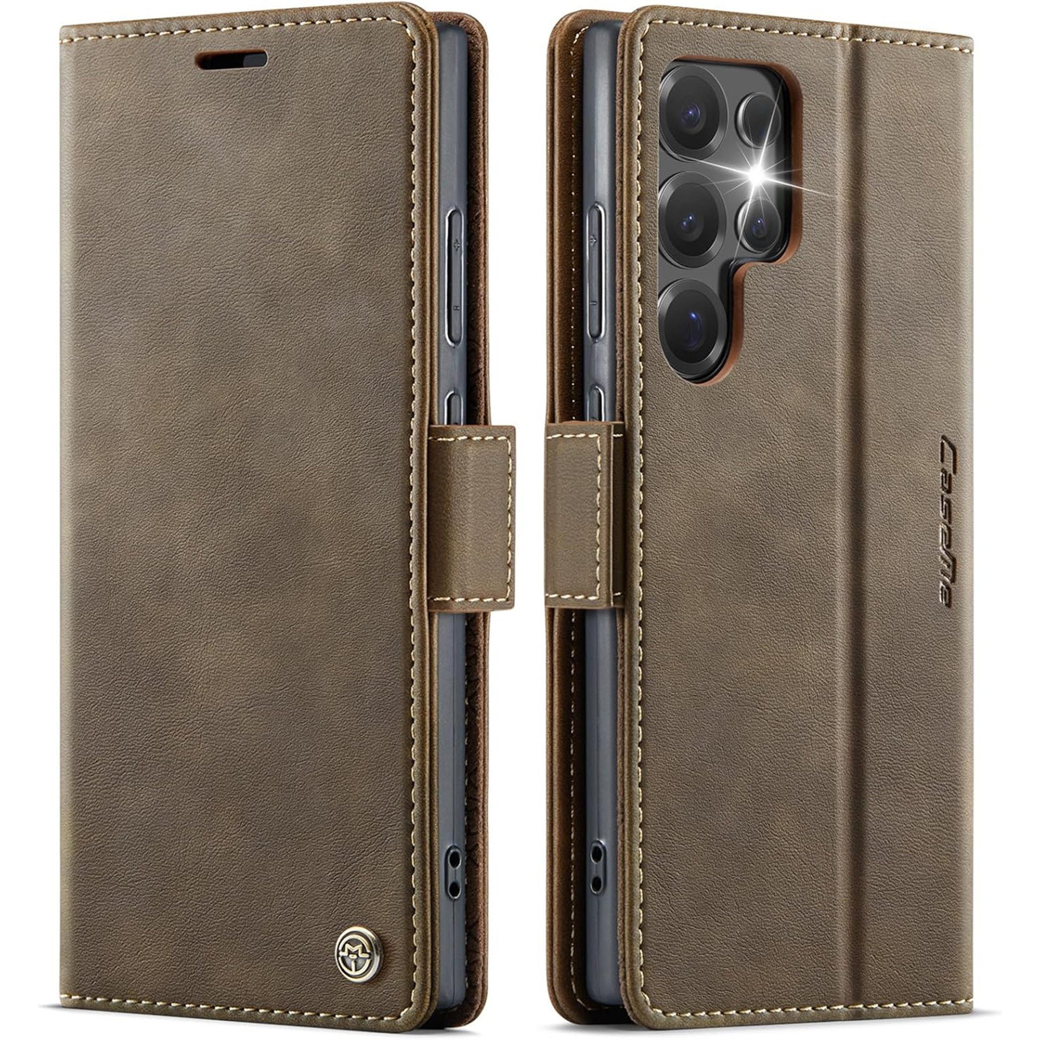 Wörleonline Handyhülle Schutzhülle für Samsung Galaxy, S25 Ultra Hülle mit zwei RFID-geschützten Kartenfächern, Klapphülle