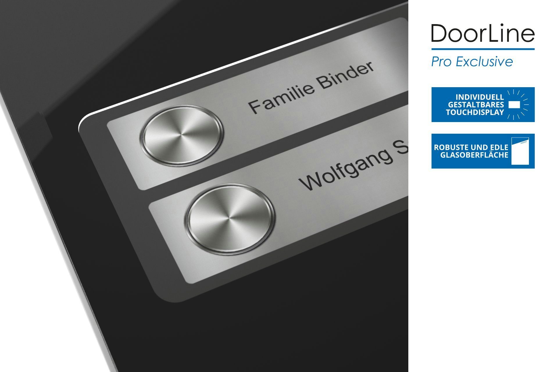 DoorLine Pro Exclusive Smart Home Klingeltaster Zutrittskontrolle über (direkt 1-4 Türklingel Rufnummern, Telefon, wahlweise Weiß PIN-Code) 2 an jeweils auf´s