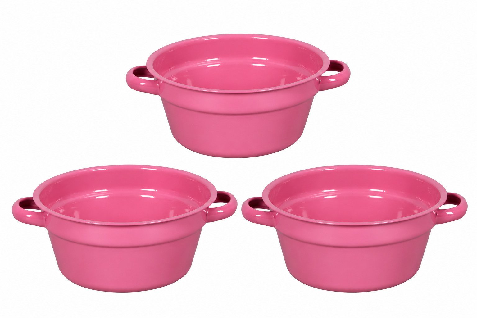 finehomegarden Pflanzschale Dekoschale 3er-Set Metall mit Henkel Pink Ø17cm H8cm Pflanzschale (Spar Set, 3 St., 3er-Set), Aufbewahrungsschale & Wohndeko
