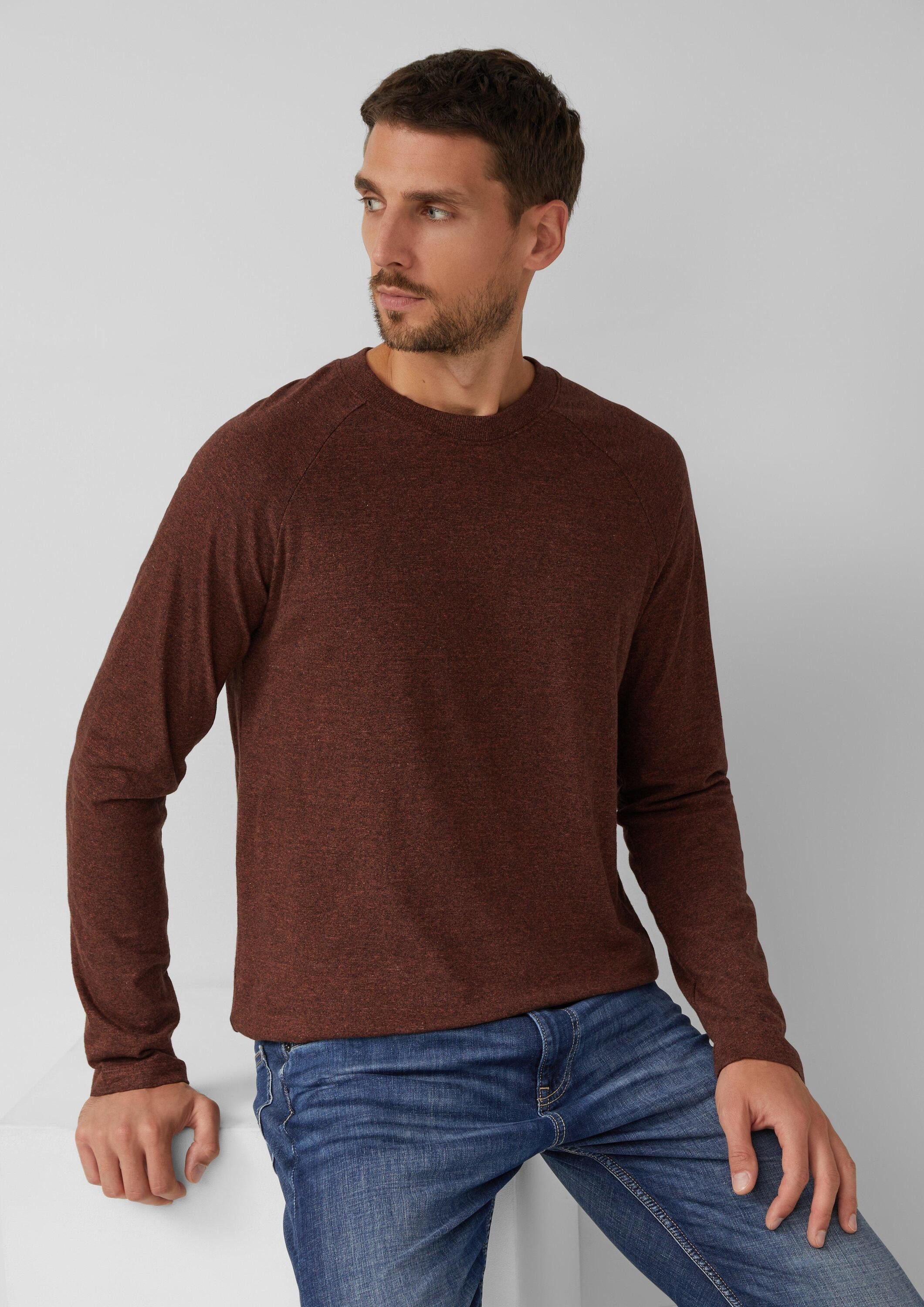 s.Oliver Langarmshirt T-Shirt Meliertes Longsleeve aus reiner Baumwolle mit Raglanarm