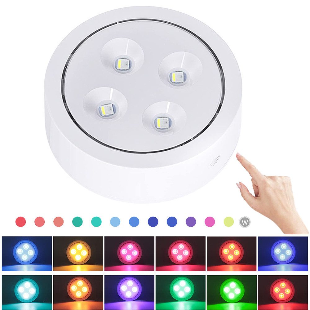 Jibenhome LED Unterbauleuchte RGB LED Schranklicht Akku mit Fernbedienung, 13 Farbwechsel Nachtlicht, Schrankleuchten Kabinett Beleuchtung für Schlafzimmer, Kleiderschrank