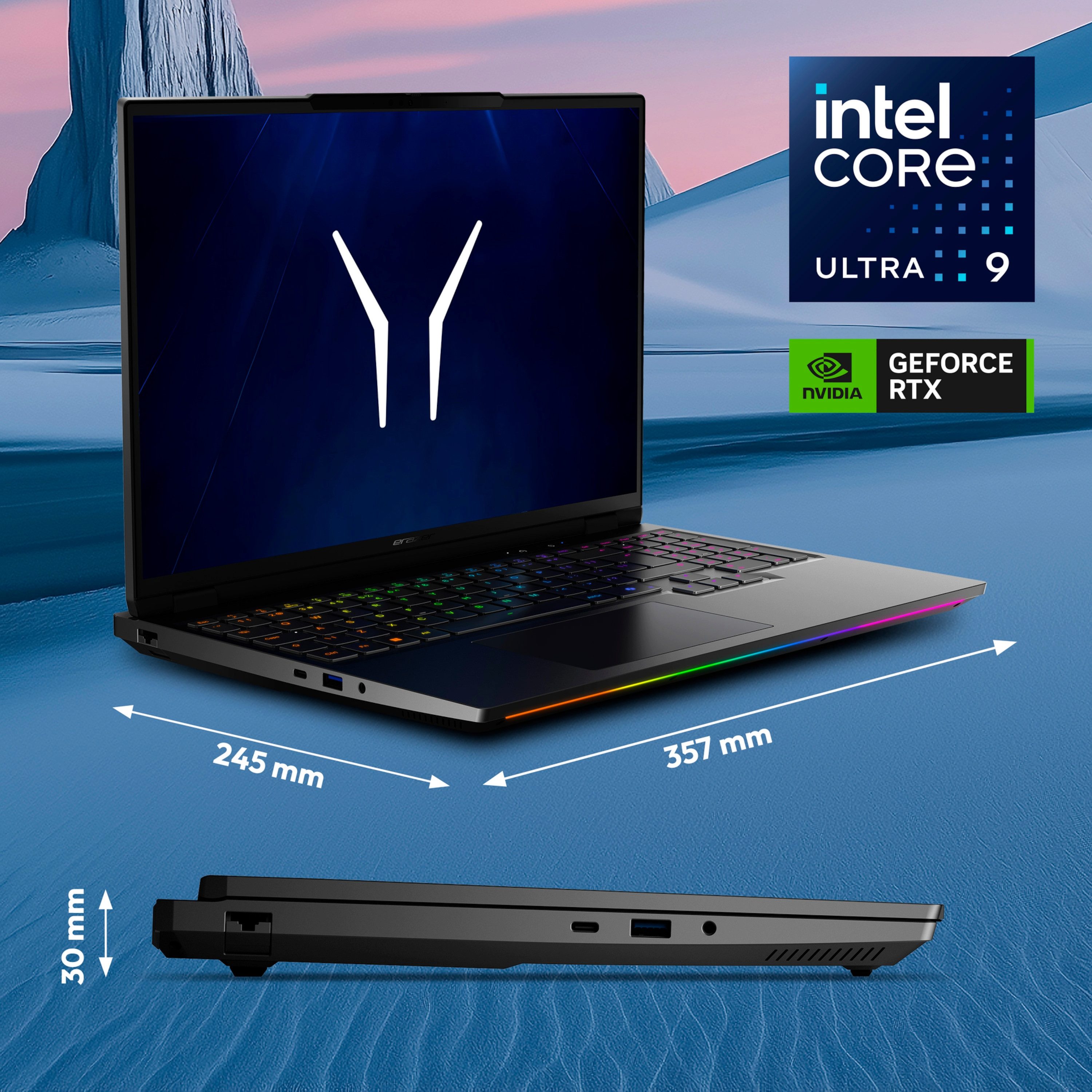 ERAZER 40,6 cm (16) Gaming Laptop ERAZER Beast 16 X10 Ultimate (MD600063) Gaming-Notebook (40.6 cm/16 Zoll, Intel Intel Core Ultra 9 Core Ultra 9 290HX Plus, Nvidia Geforce RTX 5080, 32 GB, 2000 GB SSD, QHD Display 300Hz, BEAST_16_X10)