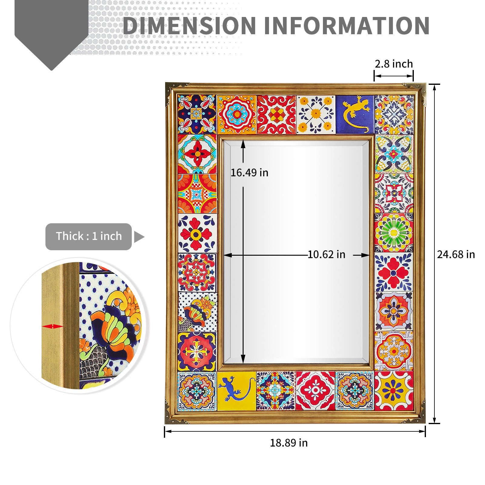 G-LEAF Dekospiegel mit Rahmen in Mosaikfliesen-Optik günstig online kaufen