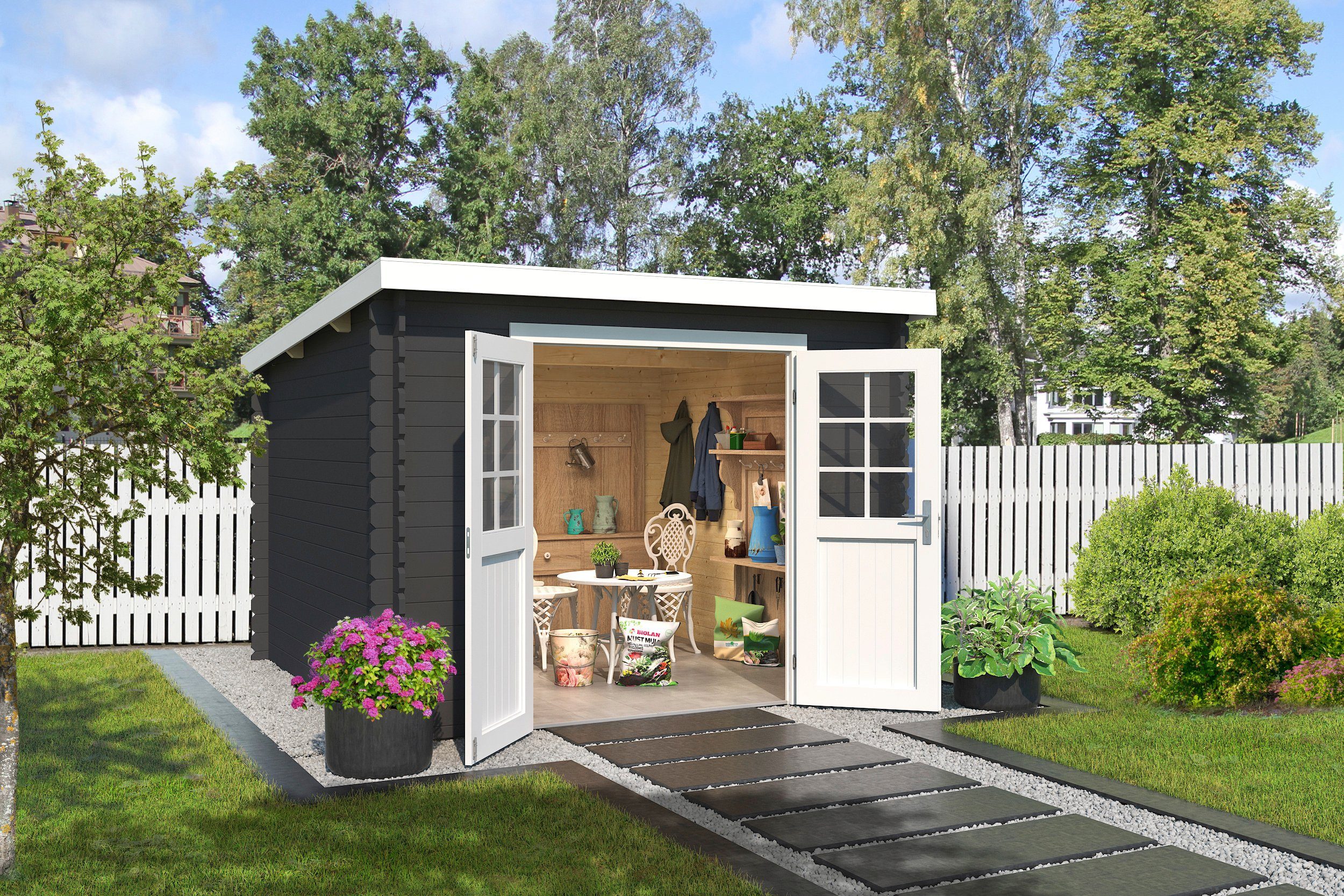 LASITA MAJA Gartenhaus San Jose 275, BxT: 295x314 cm, Blockbohlenhaus 28mm