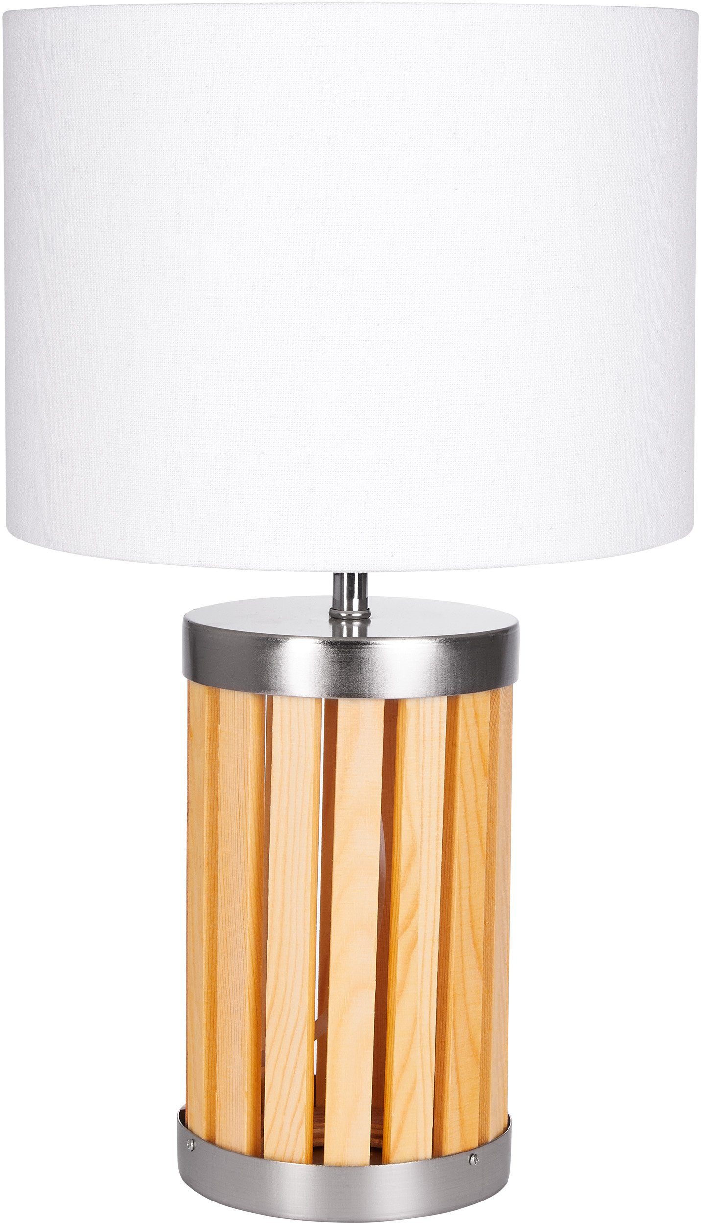 BRUBAKER Tischleuchte Nachttischlampe Holz, Tischlampe, Ohne Leuchtmittel, Fuß aus Holz/Metall Beige