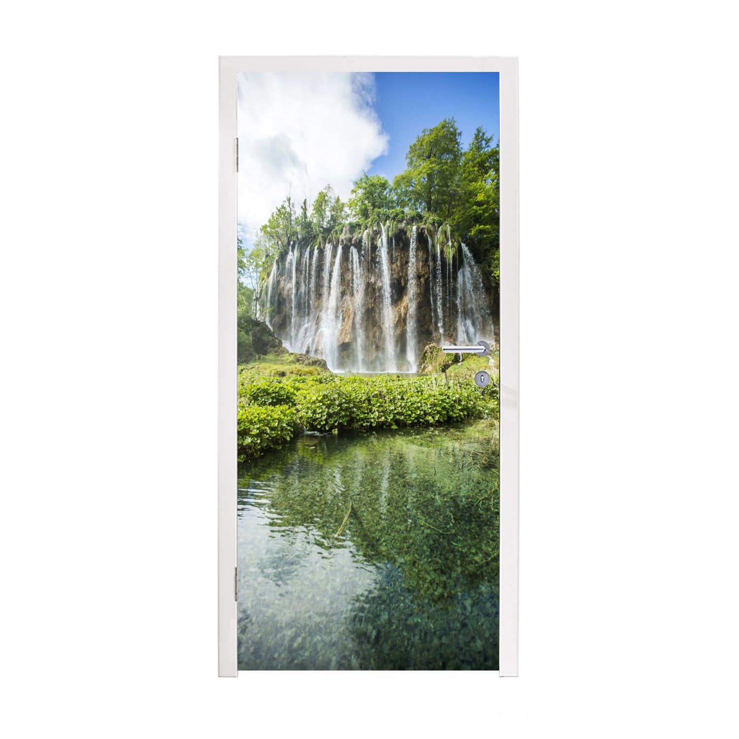 MuchoWow Türtapete Wasserfälle im Wald des Nationalparks Plitvicer Seen, Matt, bedruckt, (1 St), Fototapete für Tür, Türaufkleber, 75x205 cm