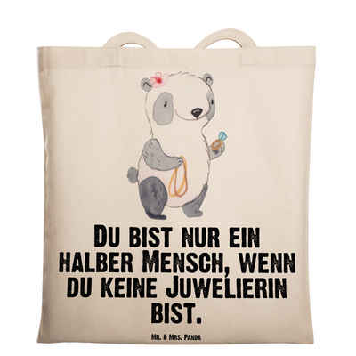 Mr. & Mrs. Panda Tragetasche Juwelierin Herz - Transparent - Geschenk, Jutebeutel, Eröffnung, Schm (1-tlg), Design-Highlight