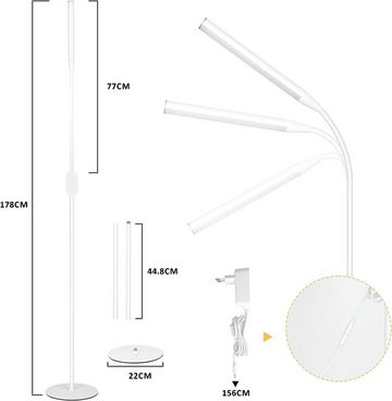 Nettlife LED Stehlampe Stehleuchte Schwarz Wohnzimmer LED Dimmbar 360° verstellbare Hals, Speicherfunktion und Timer,flimmerfrei und blendfrei, Memory Funktion, LED fest integriert, Dimmschalter, Schlafzimmer, Arbeitszimmer, Kinderzimmer