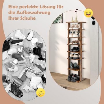 KOMFOTTEU Schuhregal Schuhständer, mit 7 Regalfächern, bis zu 10 kg