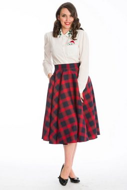 Banned A-Linien-Rock Sweet Check Rot Kariert Retro Vintage Swing Skirt
