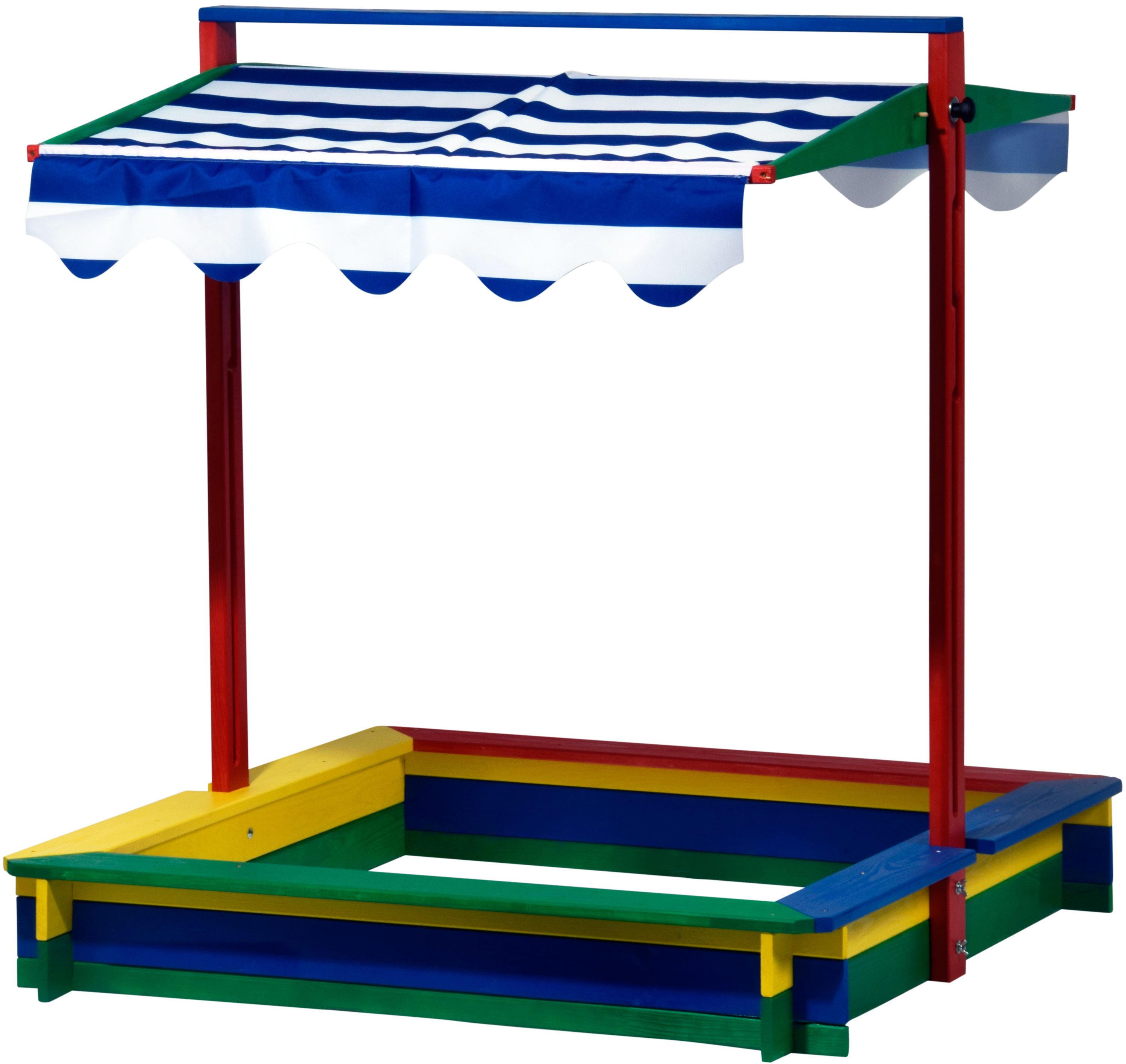 dobar Sandkasten Bunter Sandkasten mit absenkbarem Dach