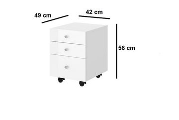 designimpex Couchtisch Schreibtisch HB-111 + Rollcontainer HN-555 Weiß Hochglanz 100cm