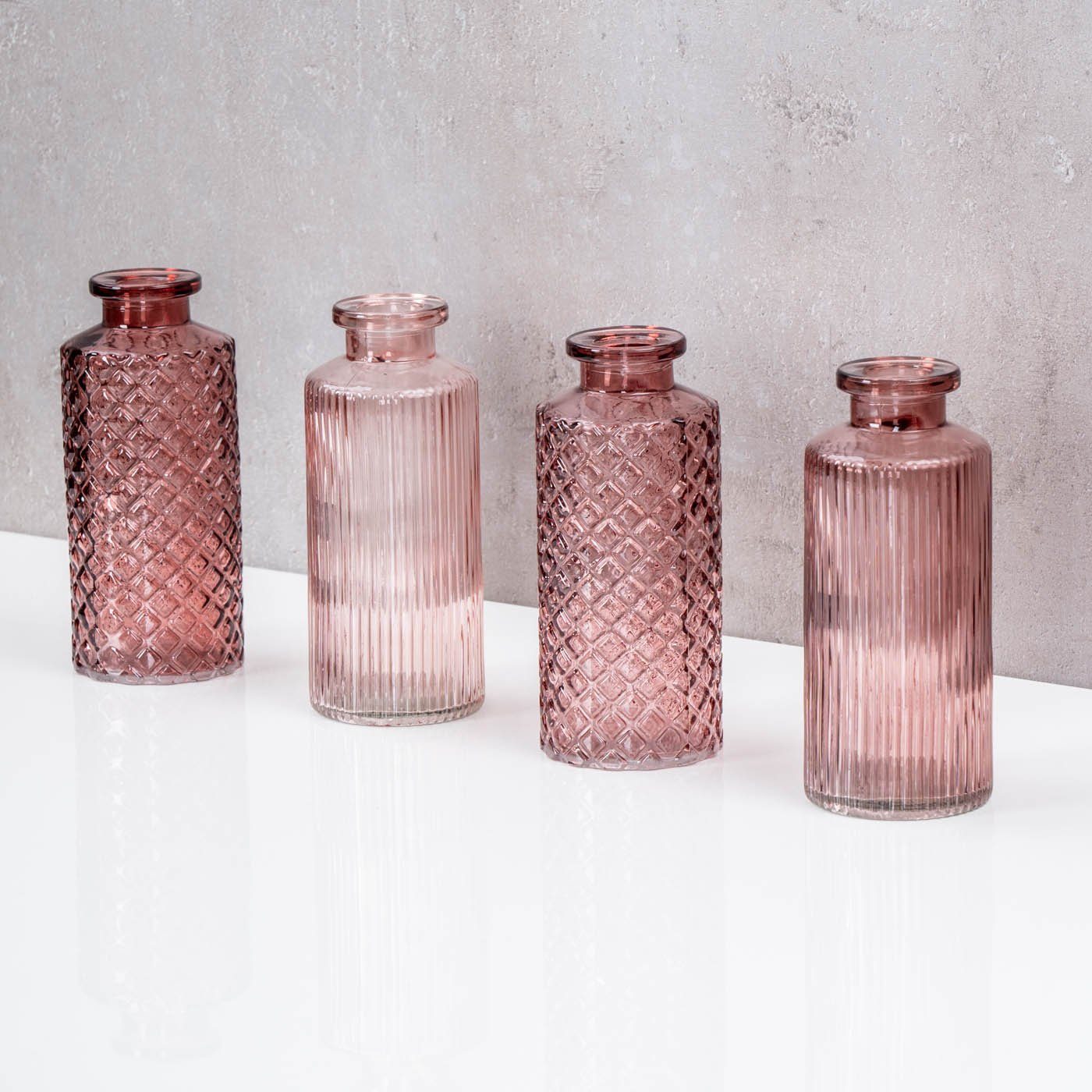 Levandeo® Dekovase, 4er Set Vase Rosa H14cm Glas Blumenvase Tischdeko Frühl günstig online kaufen