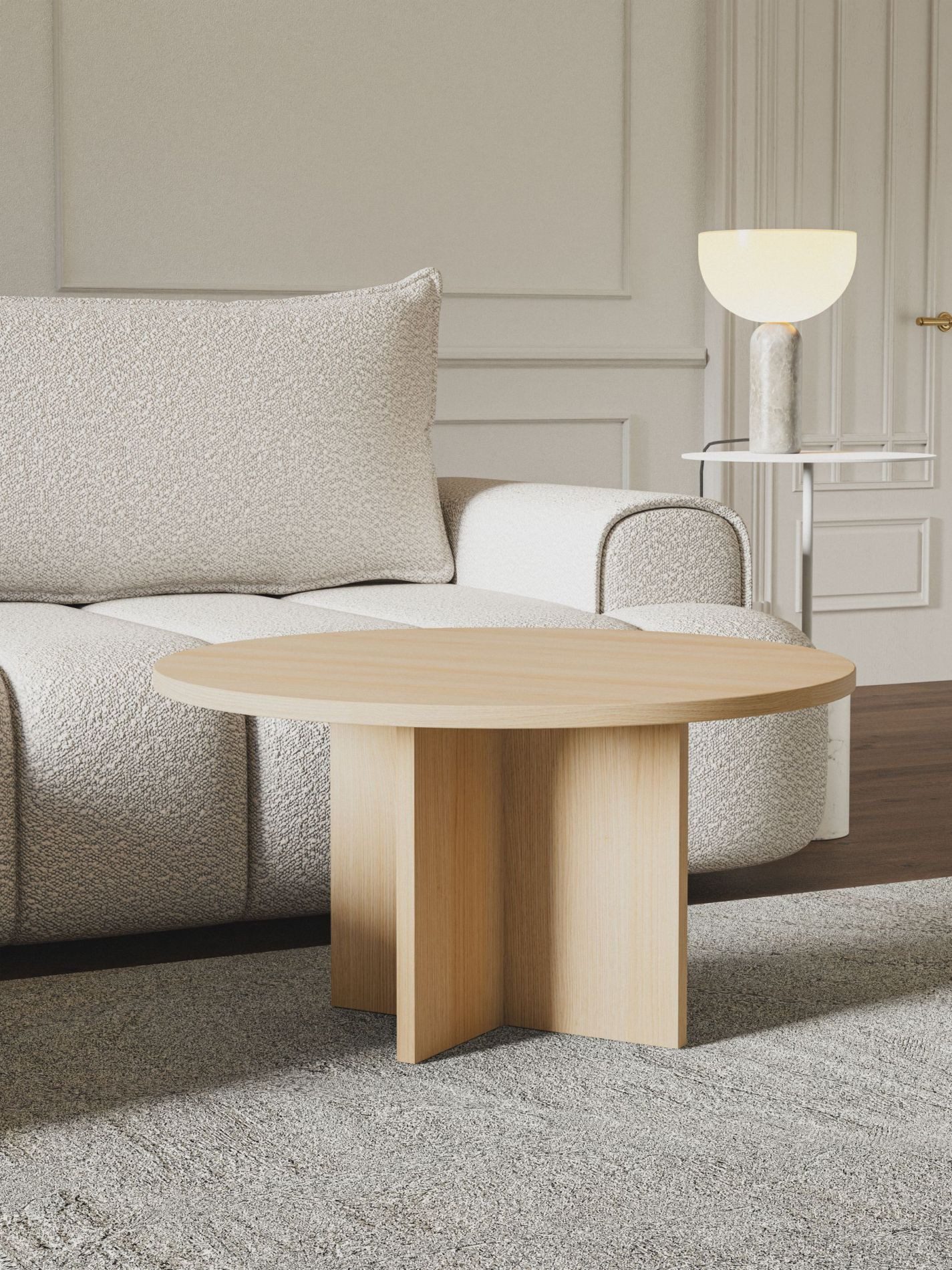 Selsey Couchtisch OVO, Couchtisch rund mit Holznachbildung, 76 cm günstig online kaufen