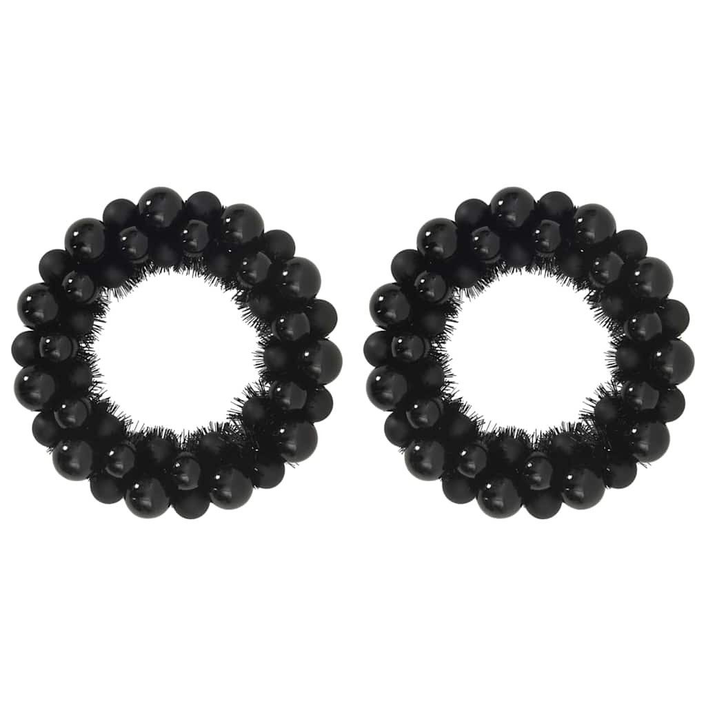 vidaXL Christbaumschmuck Weihnachtsballkränze 2 pcs Schwarz 33 x 33 x 7 cm Polystyrol (2-tlg)