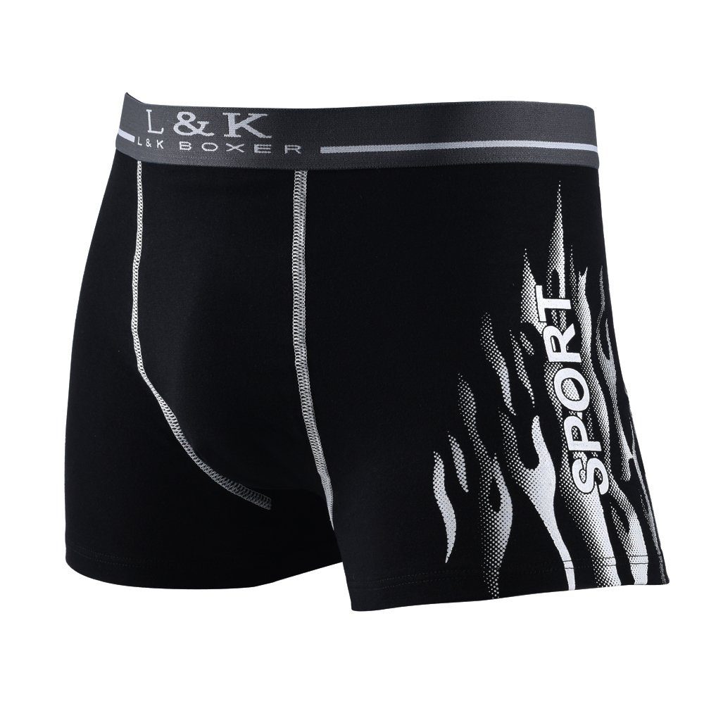 Boxershorts mit aus Herren tollem Muster Set-4 Baumwolle L&K (8er-Pack) Boxershorts 1104-1121