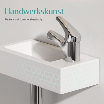 EMKE Waschbecken Handwaschbecken Keramik Waschbecken Waschtisch Hängewaschbecken, 1 Hahnloch