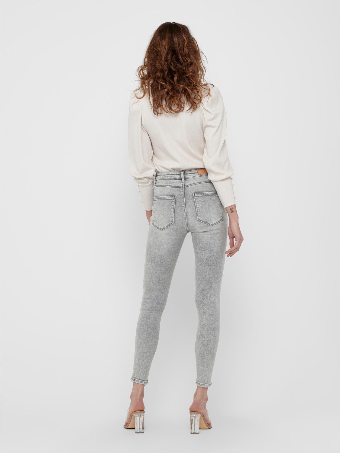 ONLMILA Waist Skinny-fit-Jeans (1-tlg) in Grau Denim High 3683 Skinny Hose Ankle Fit ONLY Jeans