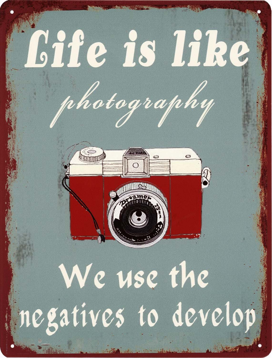 Moritz Metallschild Blechschild Life is Like Photography, (Einzeln), 25 x 33 cm Vintage Retro Deko Schild Metallschild Wandbild Schild